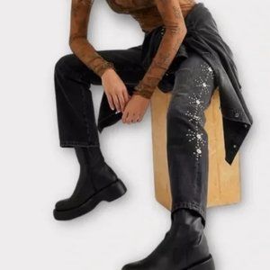 New Free People Cooper Studded Mid-Rise Boyfriend Jeans Size 26